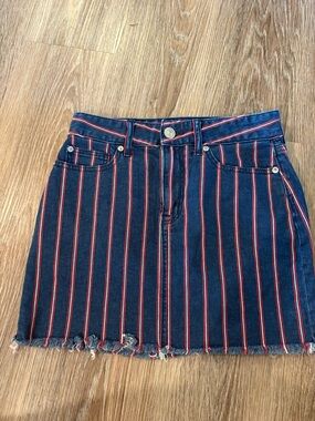 Striped Denim Mini Skirt
